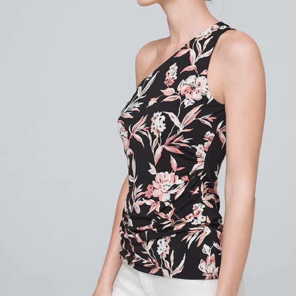 NWT GORGEOUS FLORAL ONE-SHOULDER TOP! BEAUTIFUL DESIGN, SHAPELY & STYLISH! - Picture 2 of 6